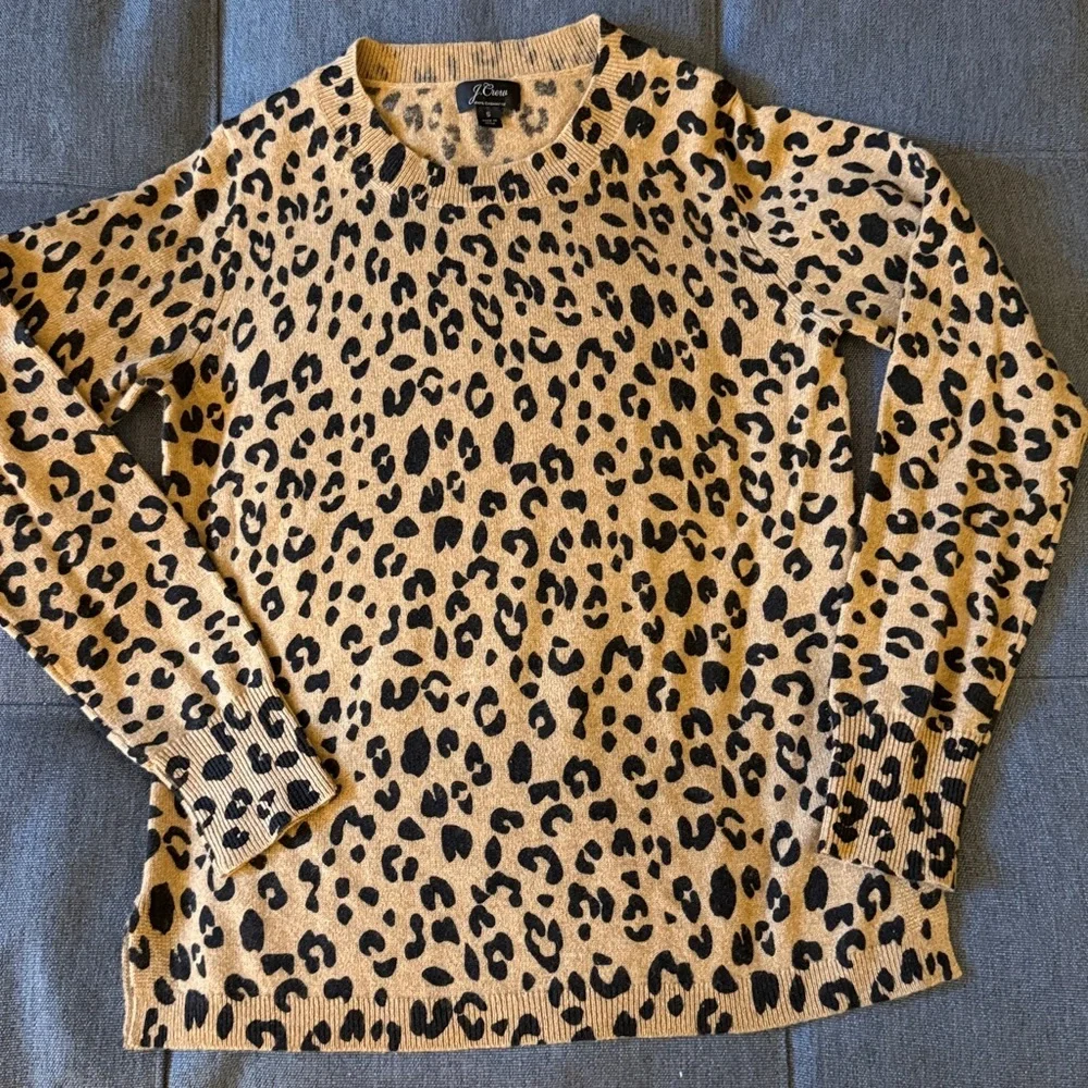 J. Crew Cashmere Leopard Print Crewneck Sweater. Woman’s Size Small.